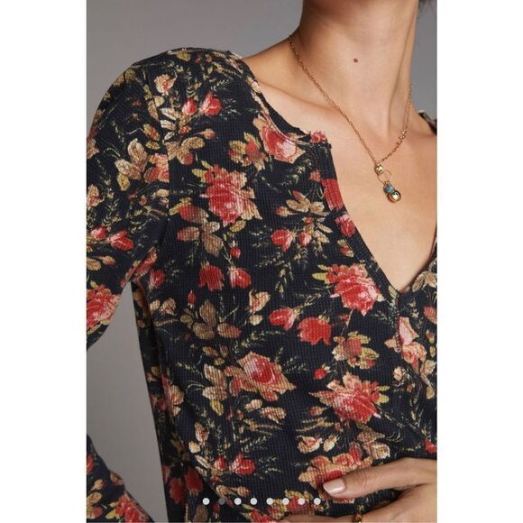 NWT Anthropologie‎ Pilcro Floral Split Neck Top Size SP - Picture 2 of 8